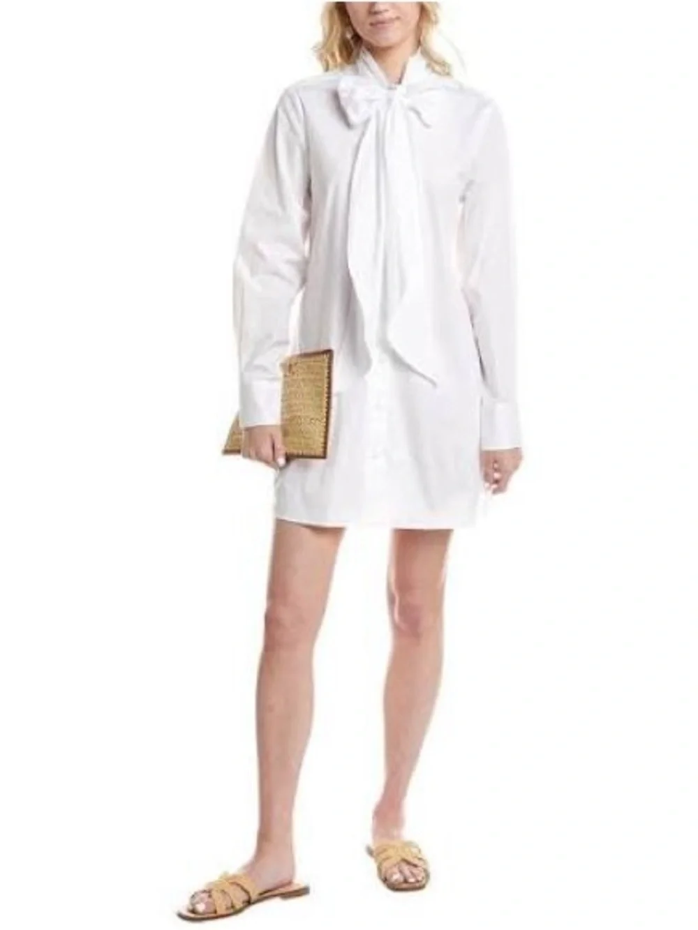 Staud Maryn Tie Neck Mini Poplin Shirt Dress - S - NWT - Picture 4 of 5